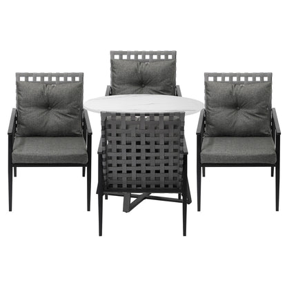 Outdoor Dining Set 5PCS Round Table Rattan Chair