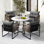 4 Seater Outdoor Dining Set with Sintered Stone Table for Garden Balcony