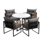4 Seater Outdoor Dining Set with Sintered Stone Table for Garden Balcony