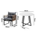 4 Seater Outdoor Dining Set with Sintered Stone Table for Garden Balcony