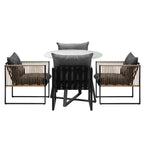 4 Seater Outdoor Dining Set with Sintered Stone Table for Garden Balcony