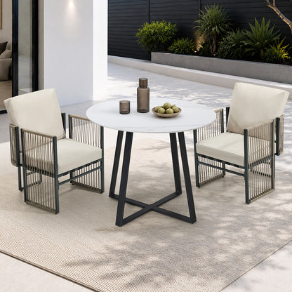 Outdoor Dining Set White 90x90x73cm