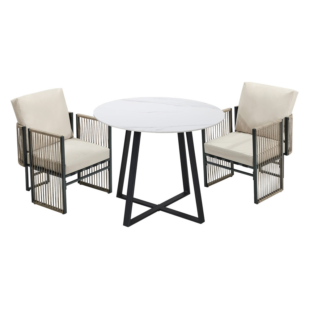 Outdoor Dining Set White 90x90x73cm