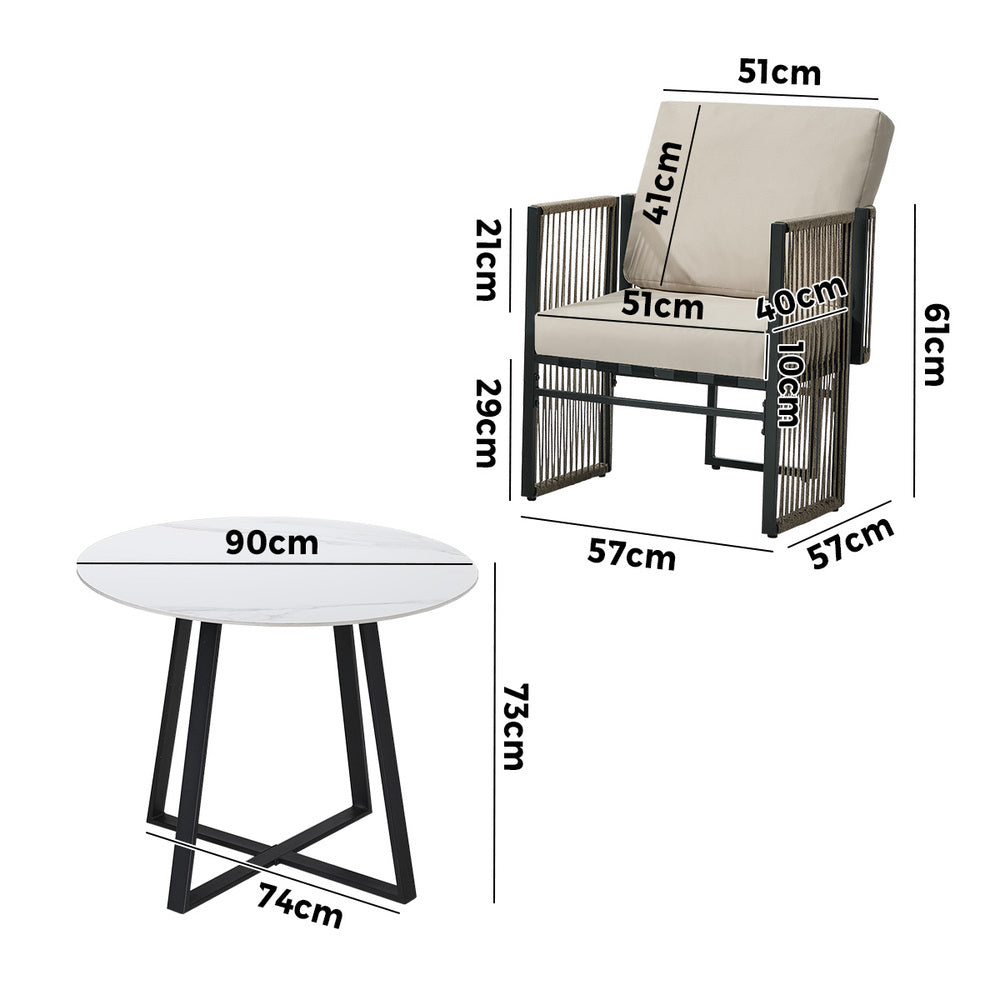 Outdoor Dining Set White 90x90x73cm