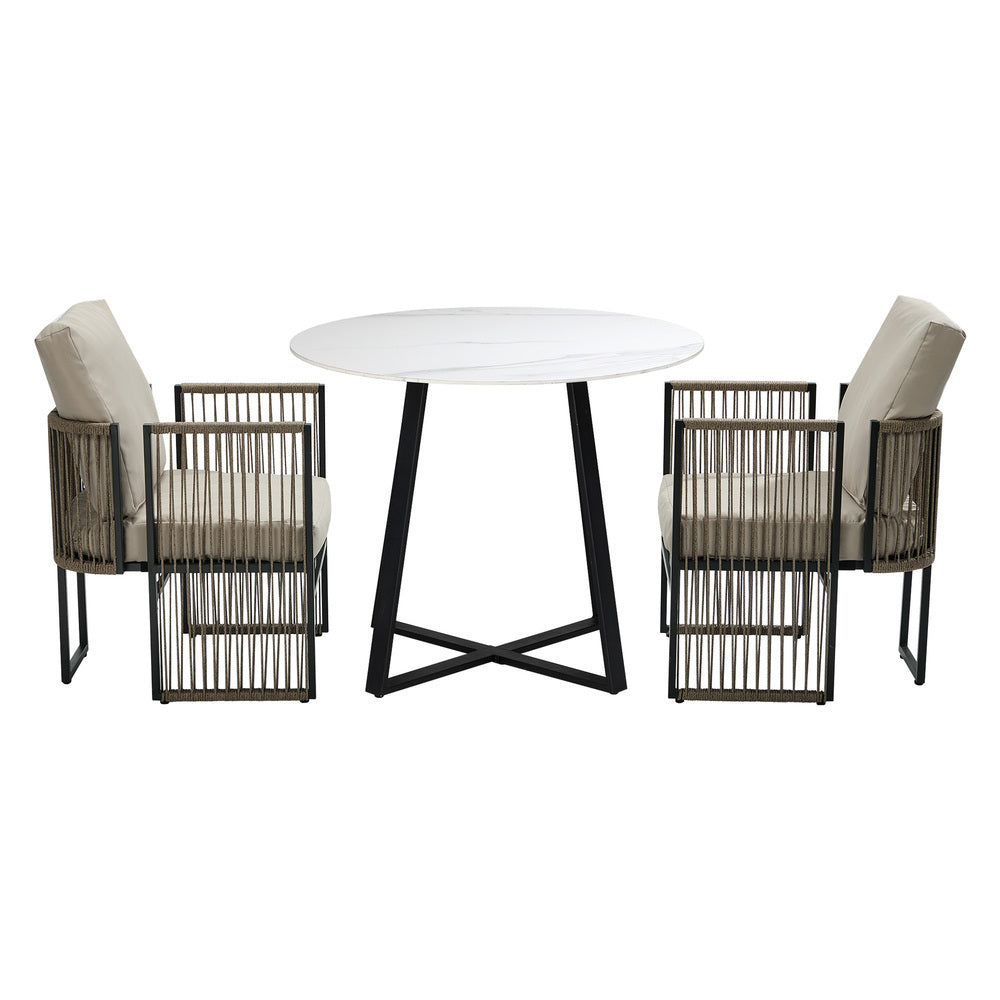 Outdoor Dining Set White 90x90x73cm