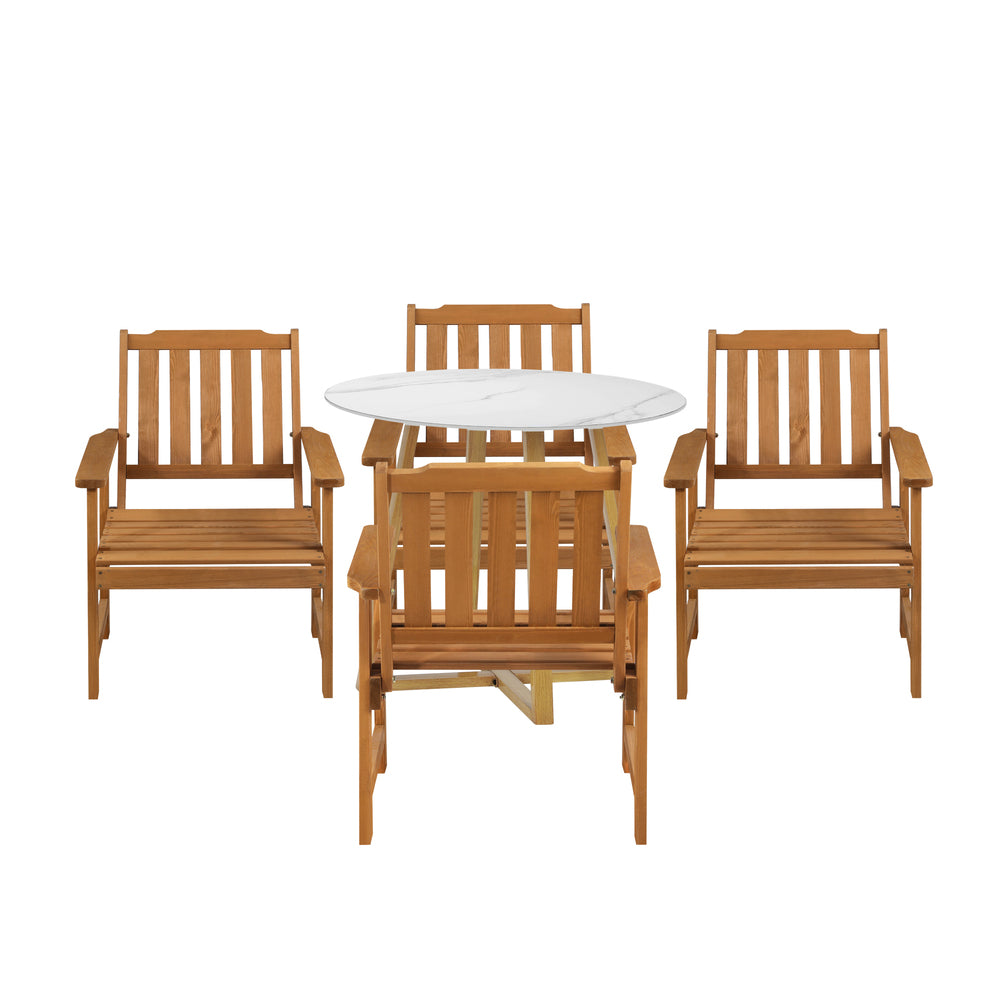 Outdoor Patio Set Solid Wood Chair&Table 3PC & 5PC