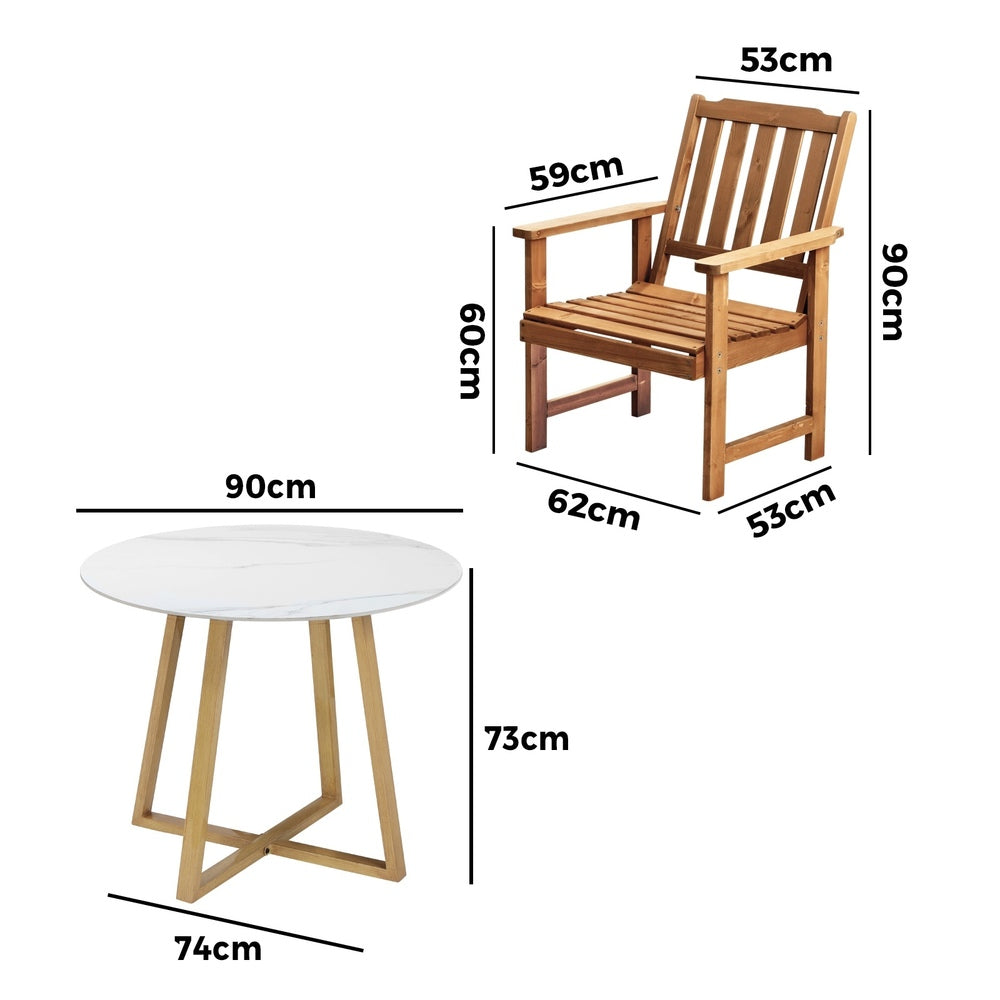 Outdoor Patio Set Solid Wood Chair&Table 3PC & 5PC