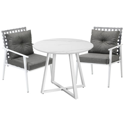 Outdoor Dining Set 3PCS Round Table Rattan Chair