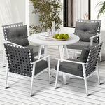 Outdoor Dining Set 2/3/4/5 Seater Marble Table Rattan Armchair