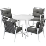 Outdoor Dining Set 2/3/4/5 Seater Marble Table Rattan Armchair