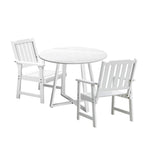 3PCS & 5PCS Outdoor Dining Set with Table & Solid Wood Chairs for Patio Use