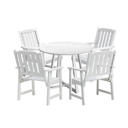 3PCS & 5PCS Outdoor Dining Set with Table & Solid Wood Chairs for Patio Use