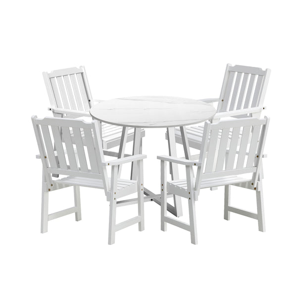  3PCS & 5PCS Outdoor Dining Set with Table & Solid Wood Chairs for Patio Use
