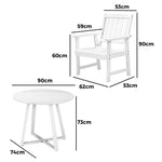 3PCS & 5PCS Outdoor Dining Set with Table & Solid Wood Chairs for Patio Use