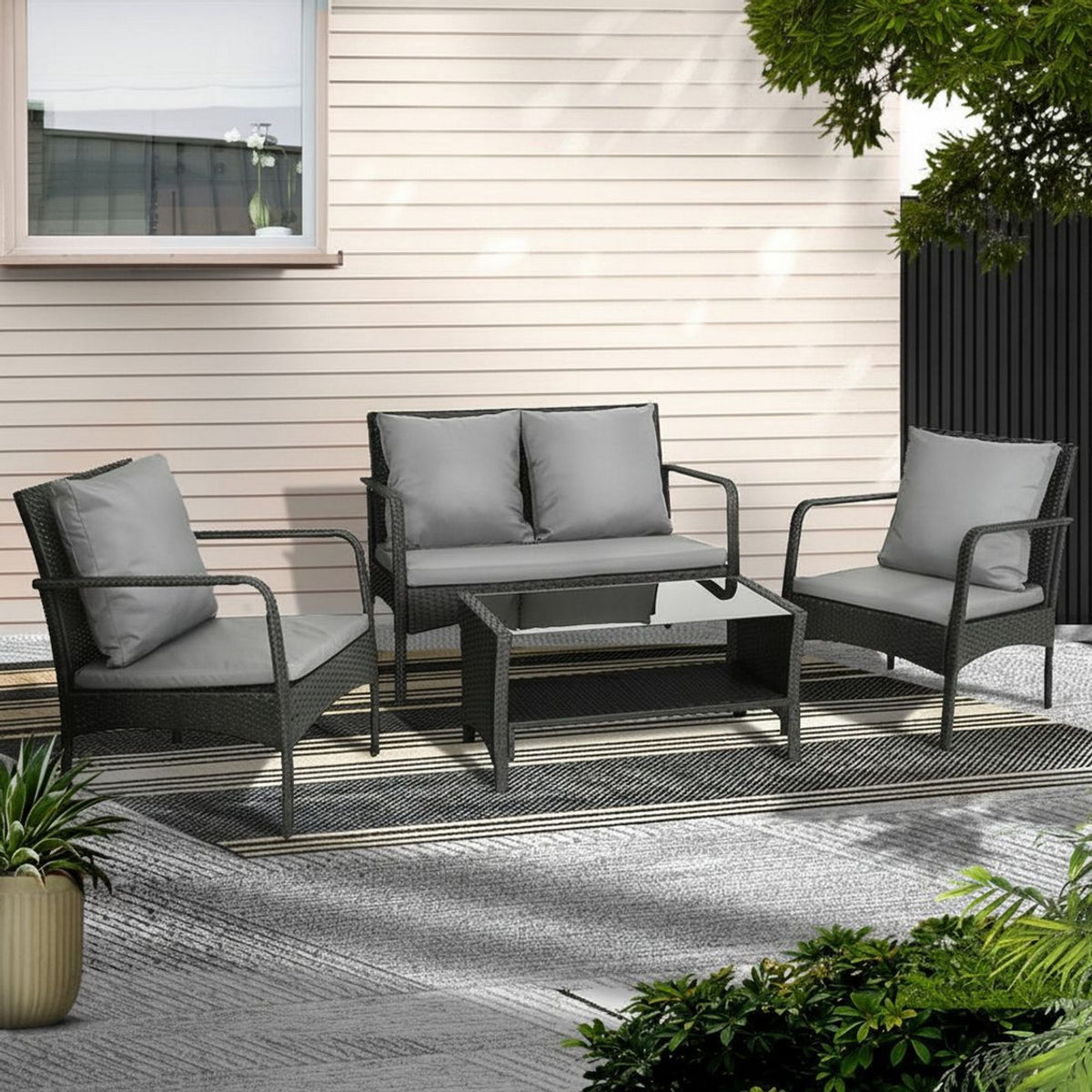 Outdoor Garden Patio Wicker Sofa Set