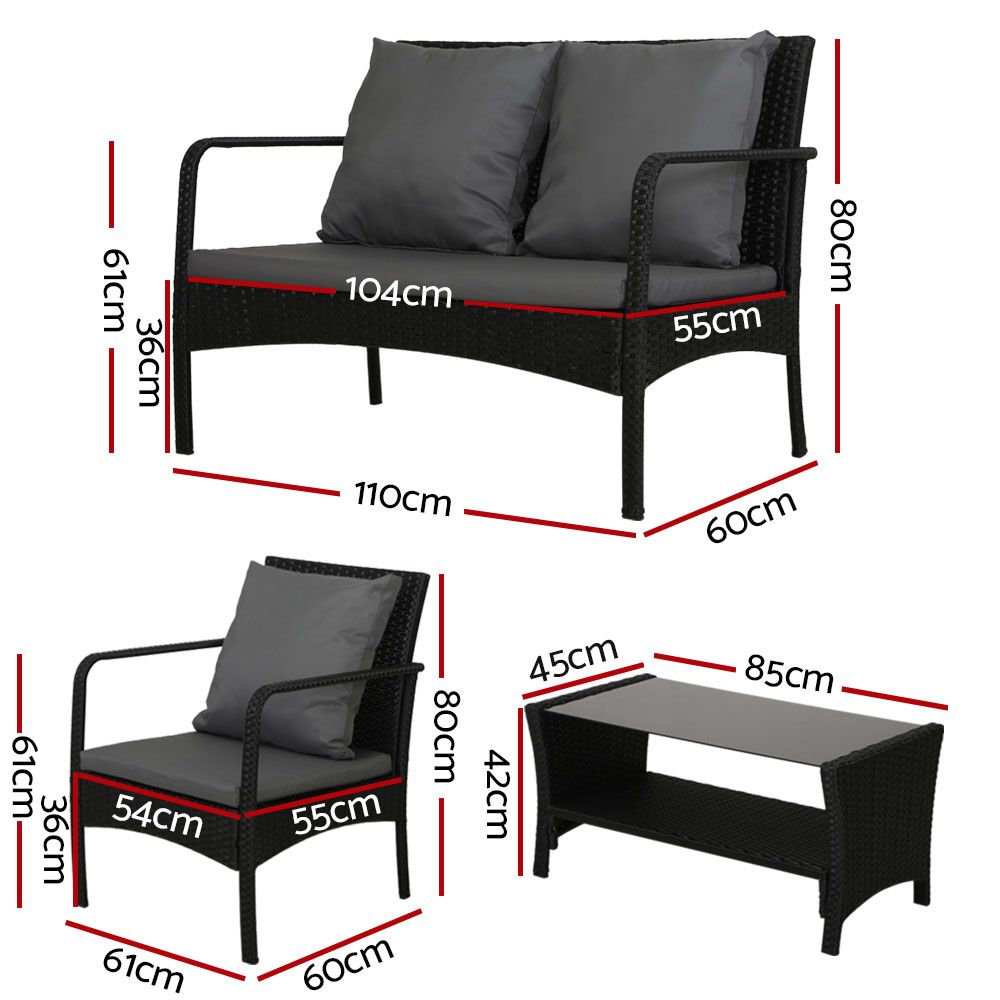 Outdoor Garden Patio Wicker Sofa Set