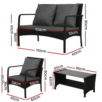Outdoor Garden Patio Wicker Sofa Set