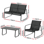 Outdoor Sofa Set Lounge Setting Textilene Table And Chairs Garden Patio Furniture