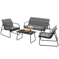  4PCS Outdoor Sofa Set Table and Chairs Cushion textilene Patio Furniture