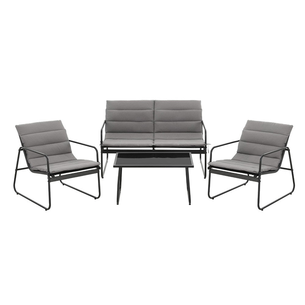  4PCS Outdoor Sofa Set Table and Chairs Cushion textilene Patio Furniture