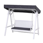 Outdoor Wooden Swing Chair Garden Bench Canopy Cushion 3 Seater White