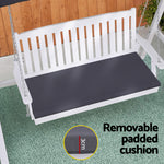 Outdoor Wooden Swing Chair Garden Bench Canopy Cushion 3 Seater White