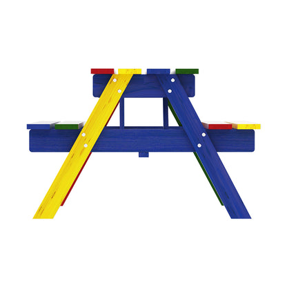 Kids Outdoor Table And Chairs Picnic Bench Seat Umbrella Colourful Wooden
