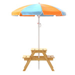 Kids Outdoor Table And Chairs Picnic Bench Set Umbrella Water Sand Pit Box