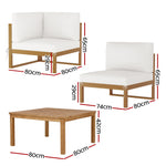 4-Seater Outdoor Sofa Set Wooden Lounge Setting 5PCS