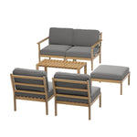 5-Seater Outdoor Sofa Set Wooden Lounge Setting 6PCS