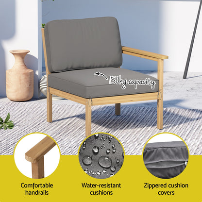 5-Seater Outdoor Sofa Set Wooden Lounge Setting 6PCS
