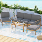 5-Seater Outdoor Sofa Set Wooden Lounge Setting 6PCS