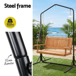 2-Seater Wooden Swing Chair Black Stand | HomeAndLiving