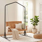 2-Seater Wooden Swing Chair Black Stand | HomeAndLiving