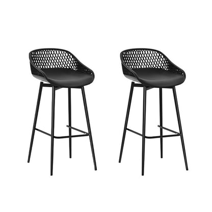 2Pc Outdoor Bar Stools Plastic Metal Dining Chair Patio Furniture Garden