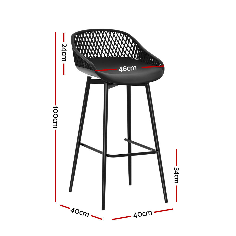 2Pc Outdoor Bar Stools Plastic Metal Dining Chair Patio Furniture Garden