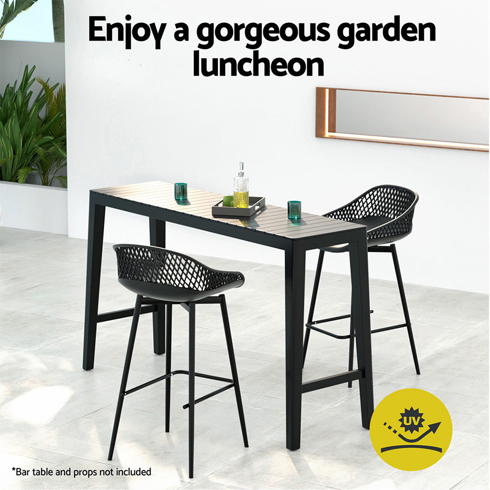 2Pc Outdoor Bar Stools Plastic Metal Dining Chair Patio Furniture Garden