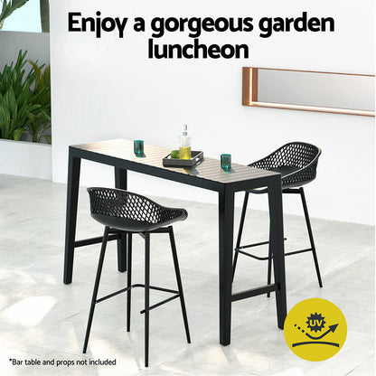 2Pc Outdoor Bar Stools Plastic Metal Dining Chair Patio Furniture Garden