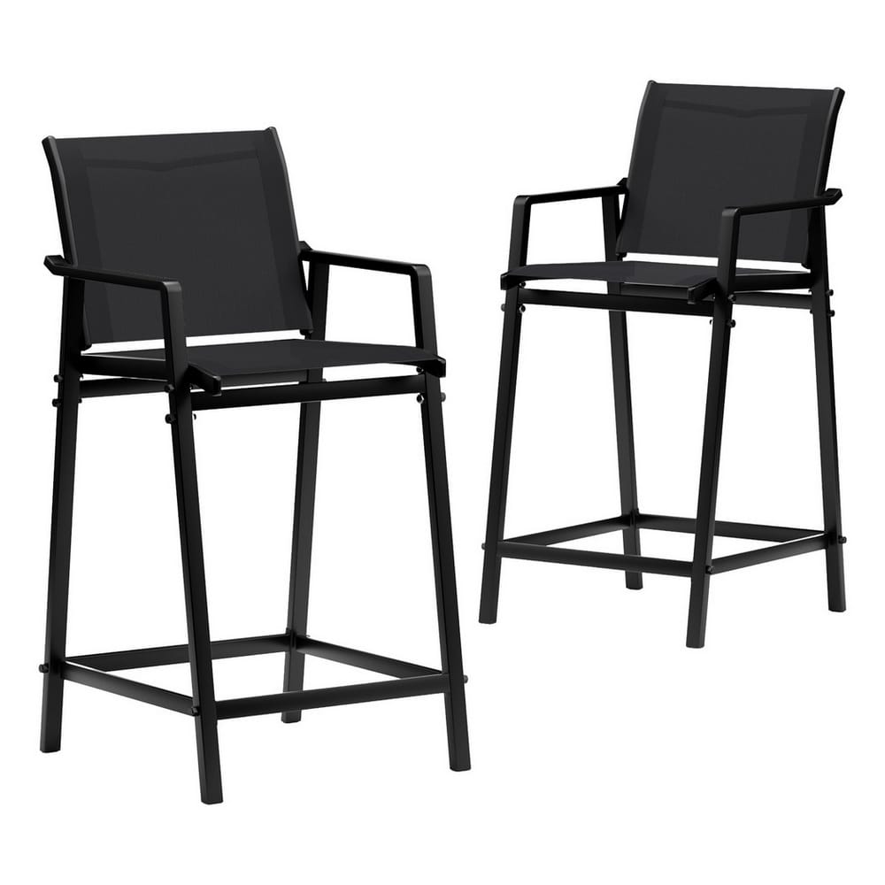 Outdoor Bar Stools Black Steel 55x56x114cm