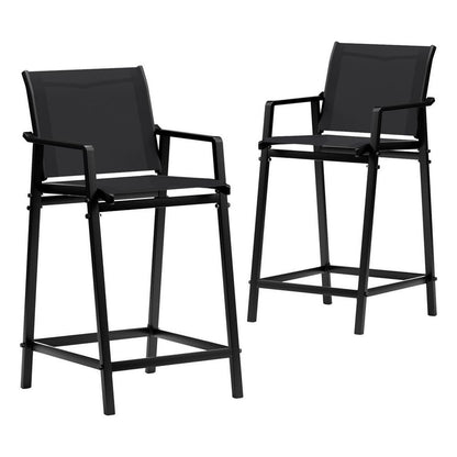 Outdoor Bar Stools Black Steel 55x56x114cm