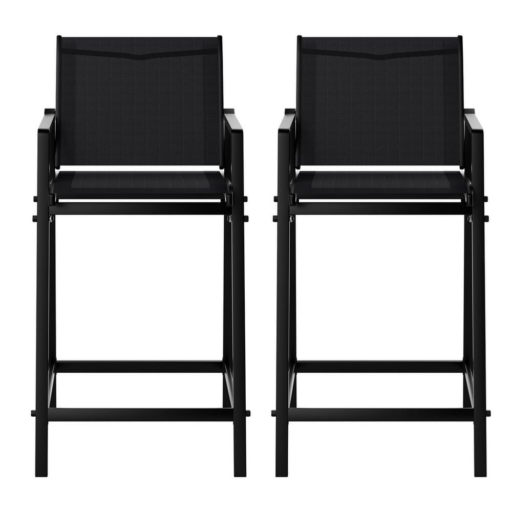 Outdoor Bar Stools Black Steel 55x56x114cm