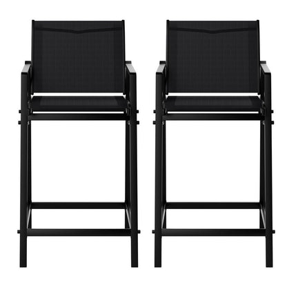 Outdoor Bar Stools Black Steel 55x56x114cm