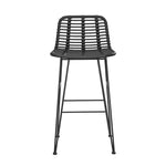 2 Piece Outdoor Bar Stools Wicker Dining Rattan Chair Black