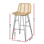 2 Piece Outdoor Bar Stools Wicker Dining Rattan Chair