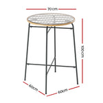 Outdoor Bar Table Wicker Dining Bistro Patio Balcony Glass Table Steel