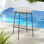 Outdoor Bar Table Wicker Dining Bistro Patio Balcony Glass Table Steel