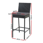 2-Piece Outdoor Bar Stools Dining Chair Bar Stools Rattan Furniture