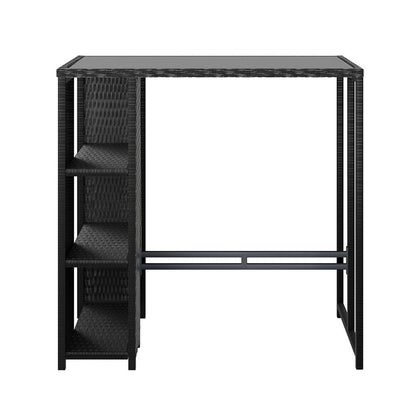 Outdoor Bar Table Wicker Bistro - Glass Patio Furniture Black