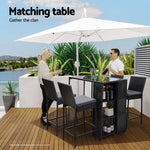 Outdoor Bar Table Wicker Bistro - Glass Patio Furniture Black