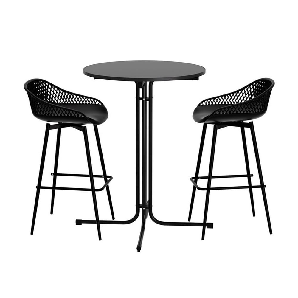 Outdoor Bar Set Black Marble 40x46x100cm